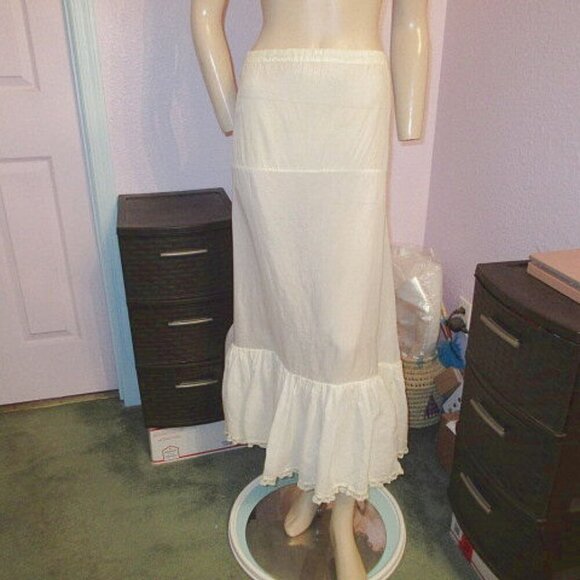 60s Vtg Dinaz Long Petticoat Waist Slip Size XL Eyelet Ruffle Tier Butter Yellow - Picture 1 of 12